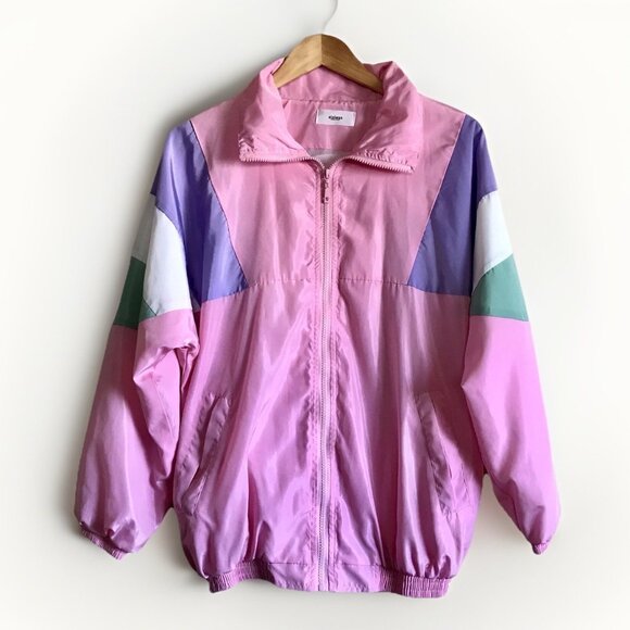 Aiaiwan 90s Pastel Colorblock Windbreaker Women's Small Pink - Picture 2 of 8